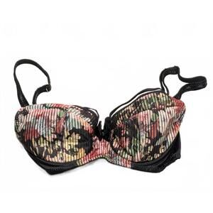 Comexim 28E Padded Wired Bra Black Floral Linea Artesana EUC